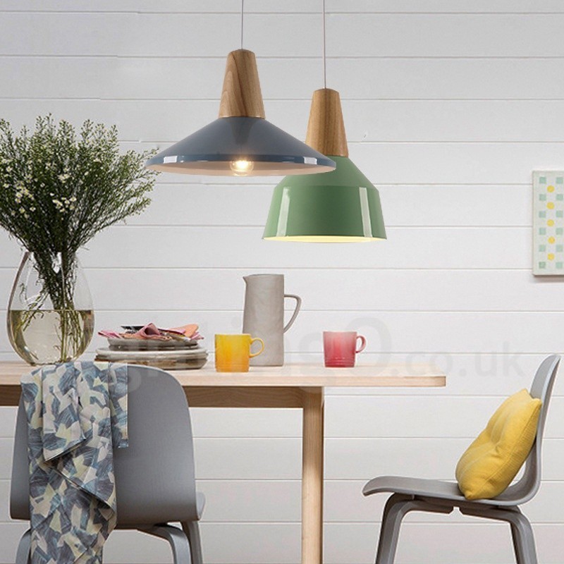 Lámpara colgante de madera contemporánea moderna de 1 luz