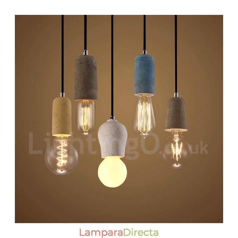 Lámpara colgante rústica de hormigón de 1 luz