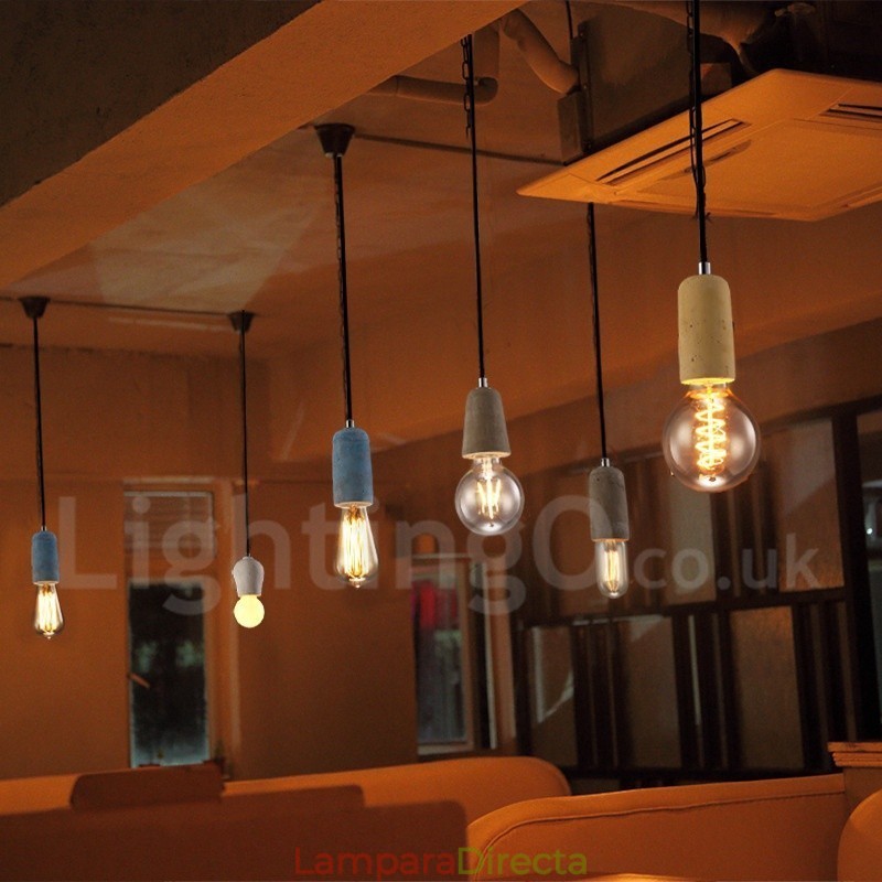 Lámpara colgante rústica de hormigón de 1 luz