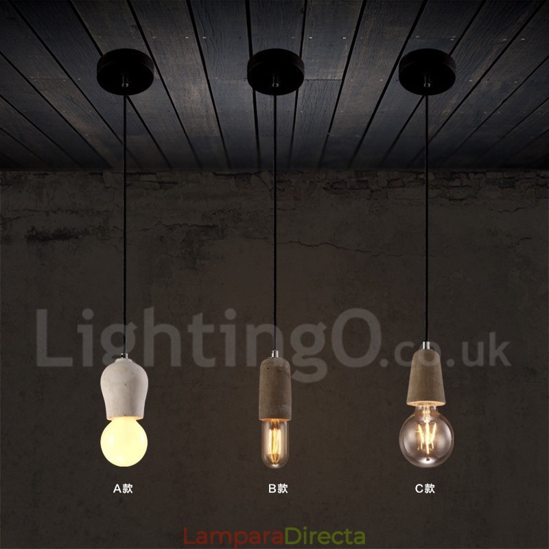 Lámpara colgante rústica de hormigón de 1 luz