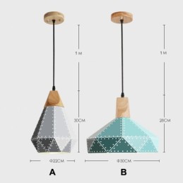 Lámpara colgante moderna contemporánea de metal y madera de 1 luz