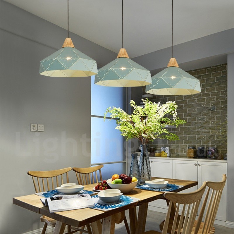 Lámpara colgante moderna contemporánea de metal y madera de 1 luz