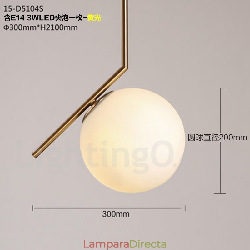 Lámpara colgante contemporánea moderna de 1 luz con pantalla de vidrio