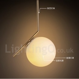 Lámpara colgante contemporánea moderna de 1 luz con pantalla de vidrio