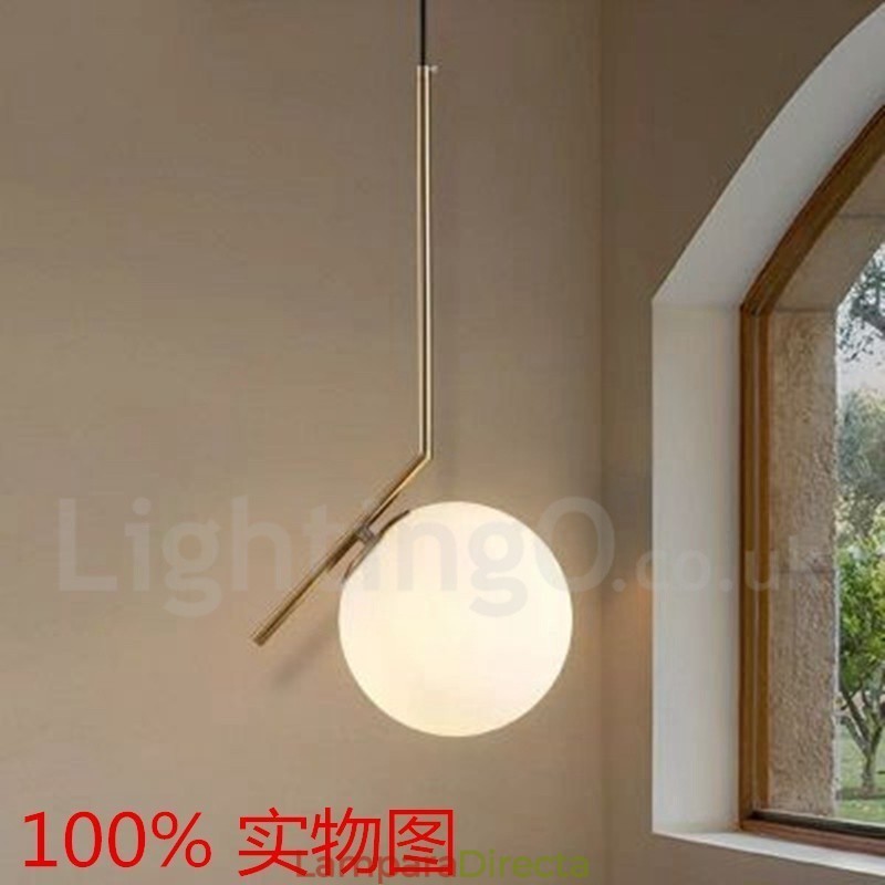 Lámpara colgante contemporánea moderna de 1 luz con pantalla de vidrio