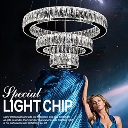 Lámparas de araña de cristal modernas con tres anillos D305070 K9, lámparas de techo de cristal grandes