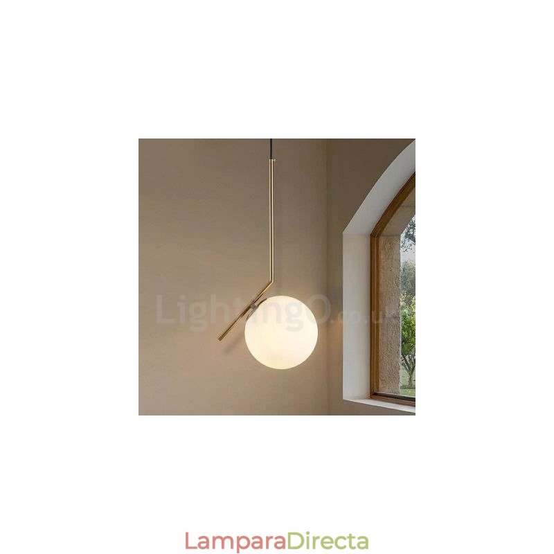 Lámpara colgante contemporánea moderna de 1 luz con pantalla de vidrio