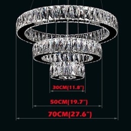 Lámparas de araña de cristal modernas con tres anillos D305070 K9, lámparas de techo de cristal grandes