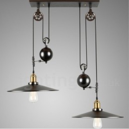 Lámpara colgante vintage de metal de 2 luces