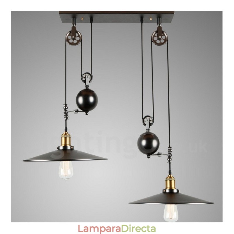 Lámpara colgante vintage de metal de 2 luces