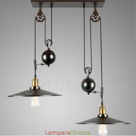 Lámpara colgante vintage de metal de 2 luces Lámpara colgante vintage de metal de 2 luces