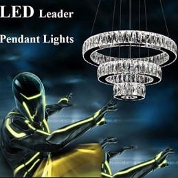 Lámparas de araña de cristal modernas con tres anillos D305070 K9, lámparas de techo de cristal grandes