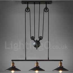 Lámpara colgante vintage de metal de 3 luces