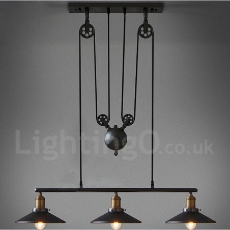 Lámpara colgante vintage de metal de 3 luces Lámpara colgante vintage de metal de 3 luces