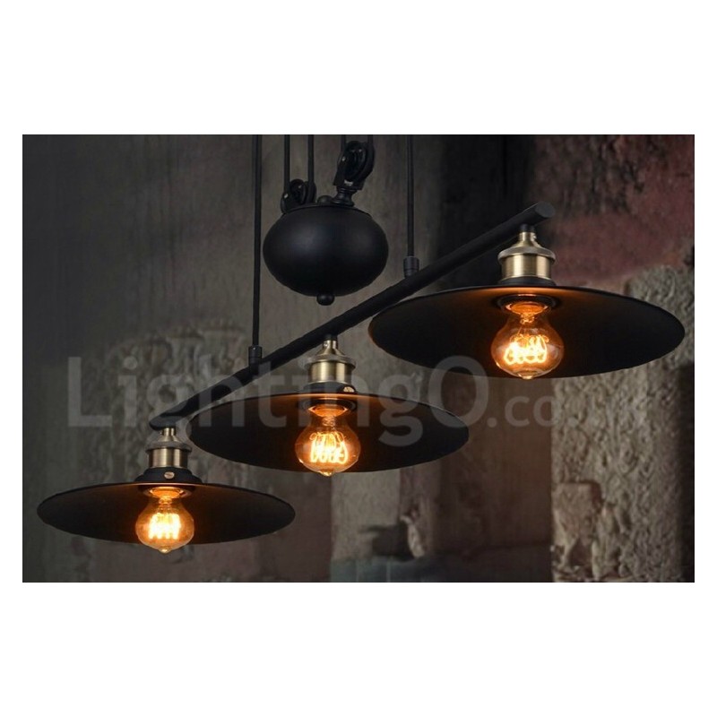 Lámpara colgante vintage de metal de 3 luces