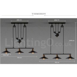 Lámpara colgante vintage de metal de 3 luces
