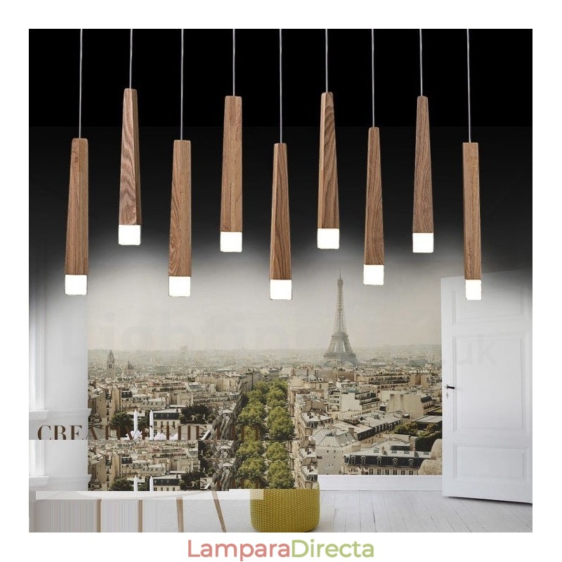 Lámpara colgante de madera contemporánea moderna de 1 luz