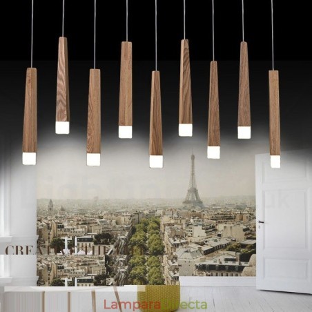 Lámpara colgante de madera contemporánea moderna de 1 luz Lámpara colgante de madera contemporánea moderna de 1 luz