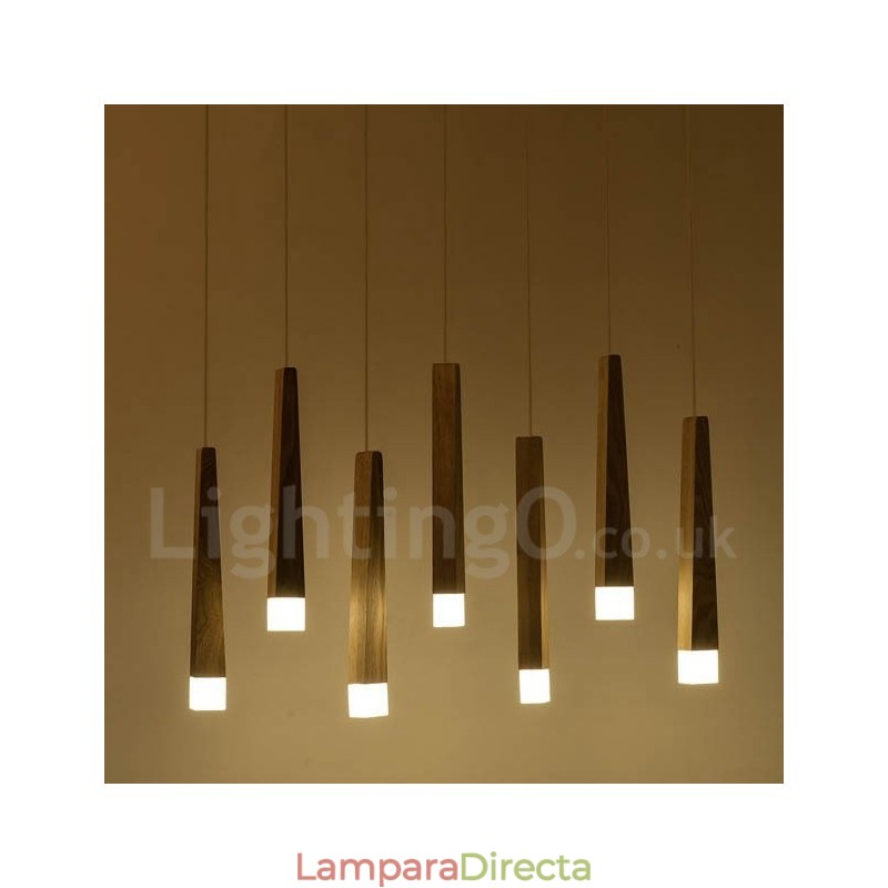 Lámpara colgante de madera contemporánea moderna de 1 luz