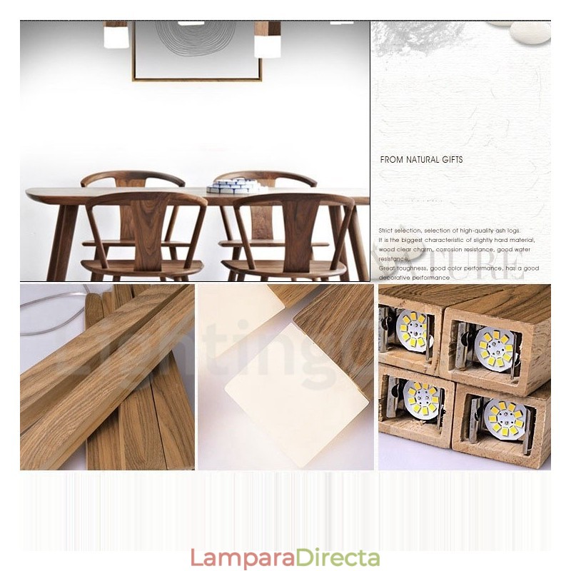 Lámpara colgante de madera contemporánea moderna de 1 luz