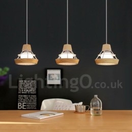 Lámpara colgante de madera y metal para comedor