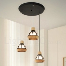 Lámpara colgante de madera y metal para comedor