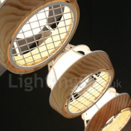 Lámpara colgante de madera y metal para comedor