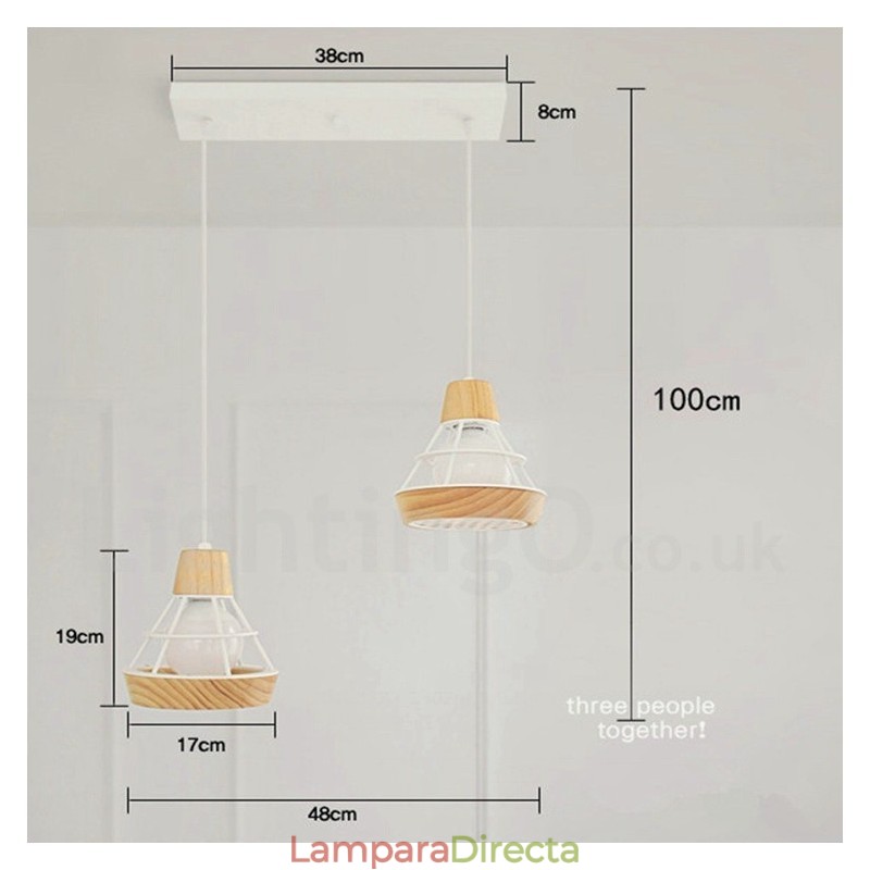 Lámpara colgante de madera y metal para comedor