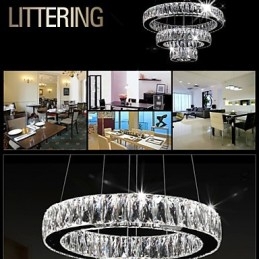 Lámparas de araña de cristal modernas con tres anillos D305070 K9, lámparas de techo de cristal grandes