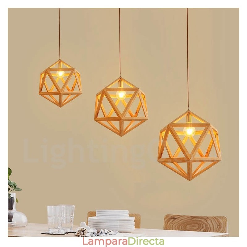 Lámpara colgante de madera contemporánea moderna de 1 luz