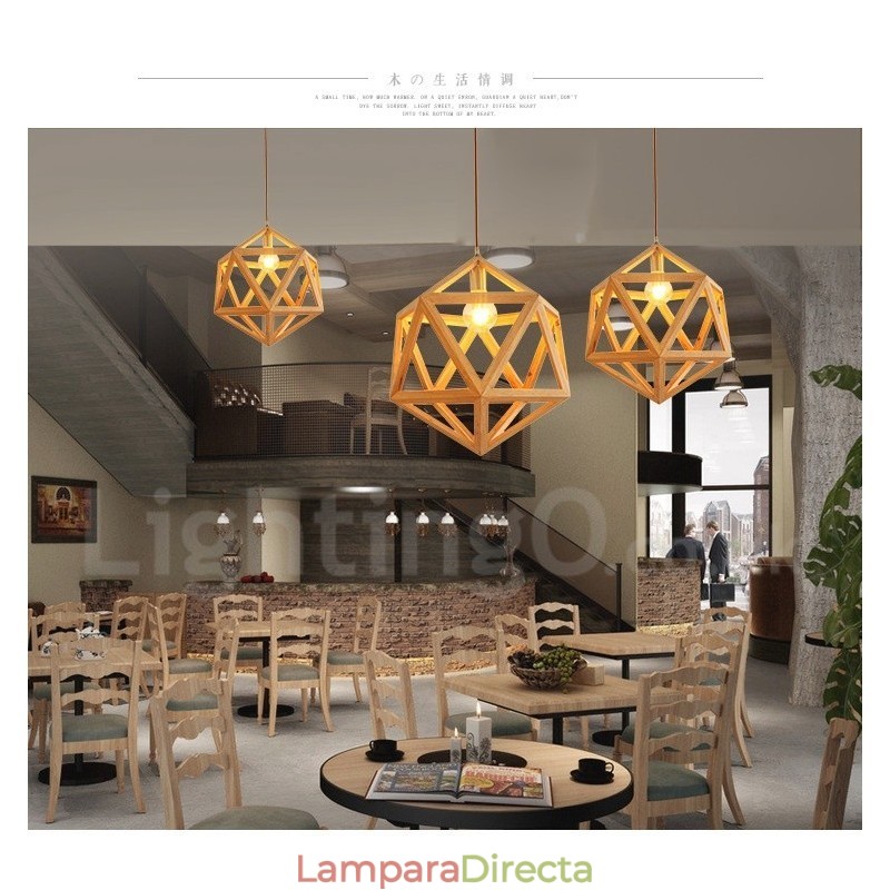 Lámpara colgante de madera contemporánea moderna de 1 luz