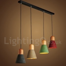 Lámpara colgante moderna contemporánea de madera y hormigón en varios colores