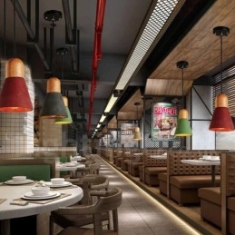 Lámpara colgante moderna contemporánea de madera y hormigón en varios colores