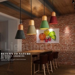 Lámpara colgante moderna contemporánea de madera y hormigón en varios colores
