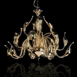 Lámpara de araña moderna de 18 luces G4 con baño de oro