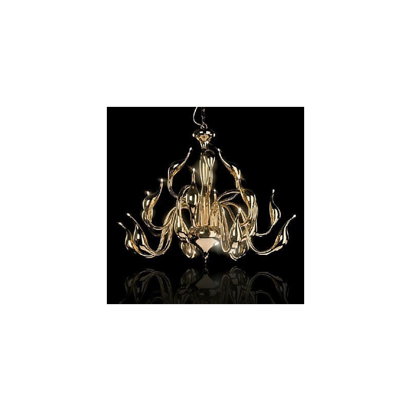 Lámpara de araña moderna de 18 luces G4 con baño de oro