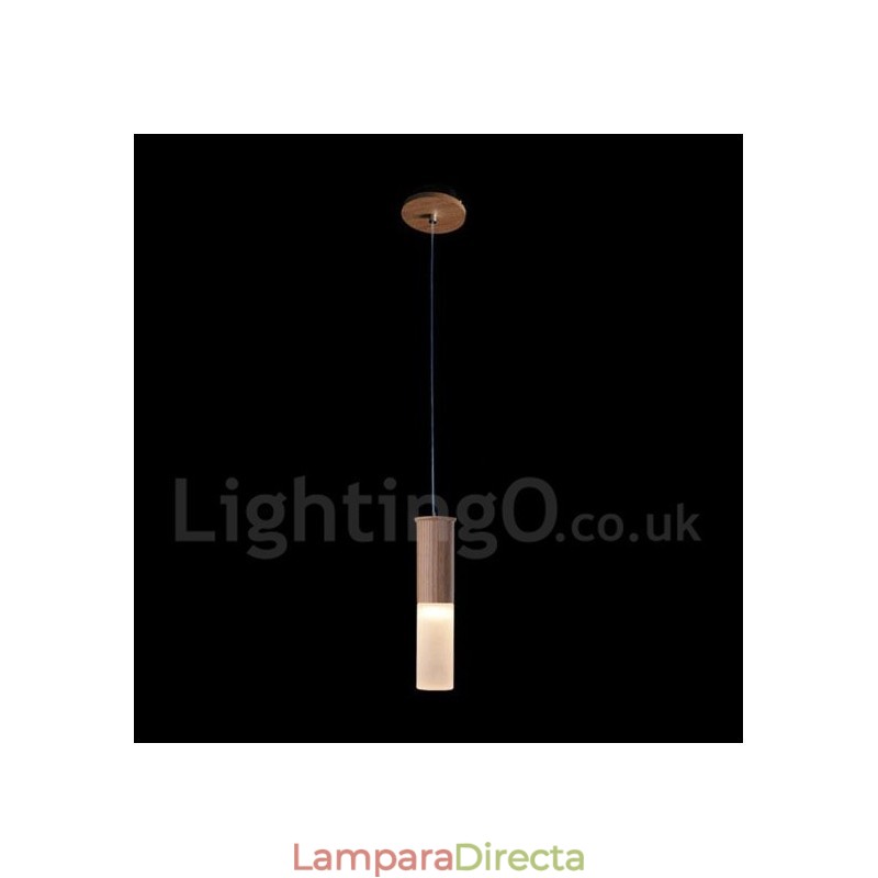 Lámpara colgante de madera moderna y contemporánea de una luz