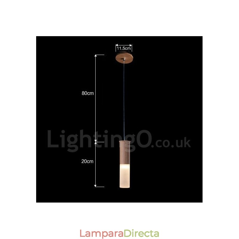 Lámpara colgante de madera moderna y contemporánea de una luz