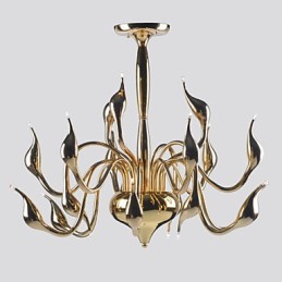 Lámpara de araña moderna de 18 luces G4 con baño de oro