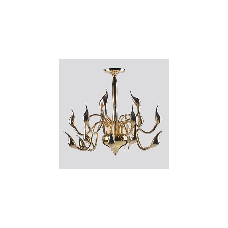 Lámpara de araña moderna de 18 luces G4 con baño de oro