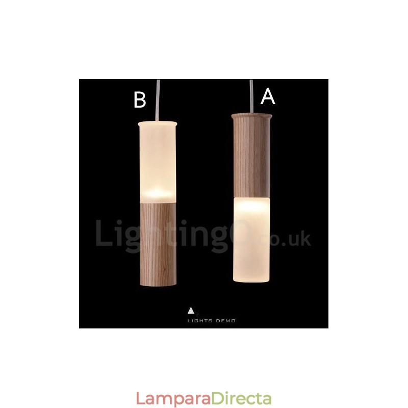 Lámpara colgante de madera moderna y contemporánea de una luz