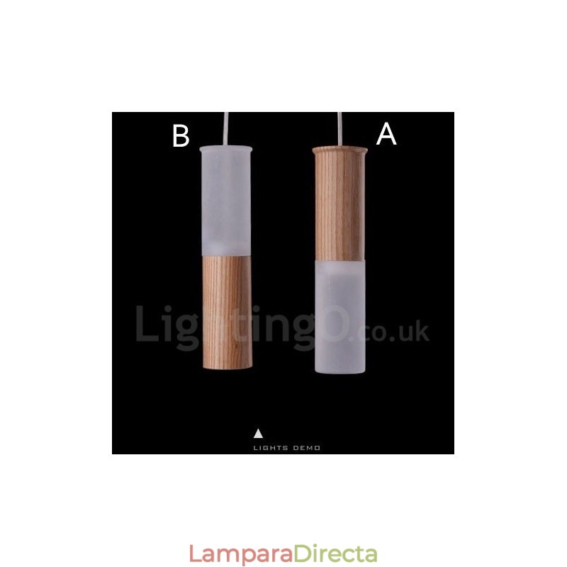 Lámpara colgante de madera moderna y contemporánea de una luz