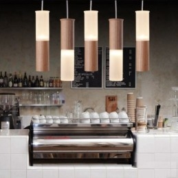 Lámpara colgante de madera moderna y contemporánea de 5 luces