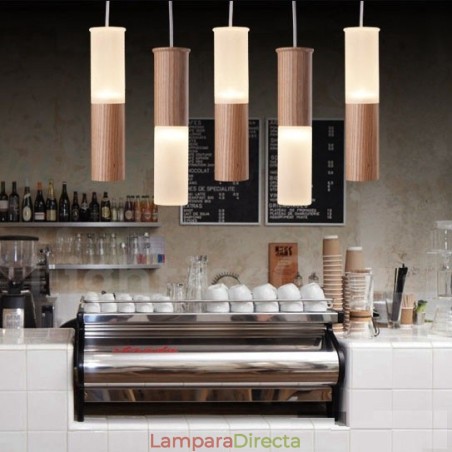 Lámpara colgante de madera moderna y contemporánea de 5 luces Lámpara colgante de madera moderna y contemporánea de 5 luces