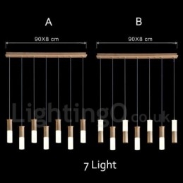 Lámpara colgante de madera moderna y contemporánea de 7 luces