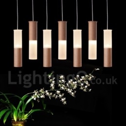 Lámpara colgante de madera moderna y contemporánea de 7 luces