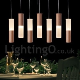 Lámpara colgante de madera moderna y contemporánea de 7 luces
