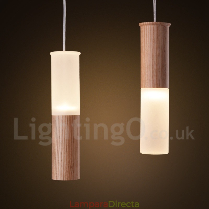 Lámpara colgante de madera moderna y contemporánea de 7 luces