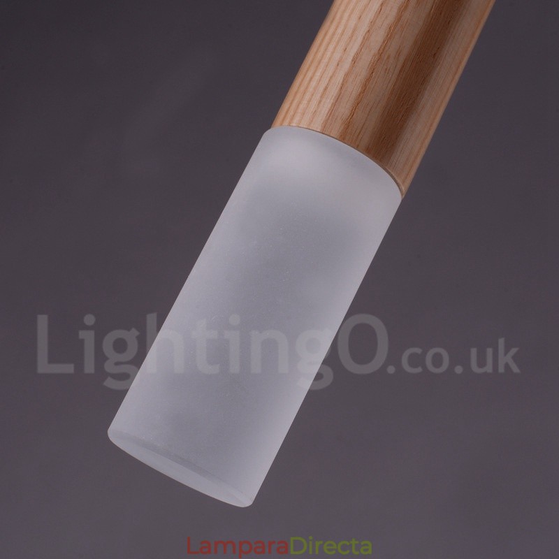 Lámpara colgante de madera moderna y contemporánea de 7 luces
