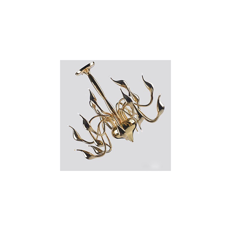 Lámpara de araña moderna de 18 luces G4 con baño de oro